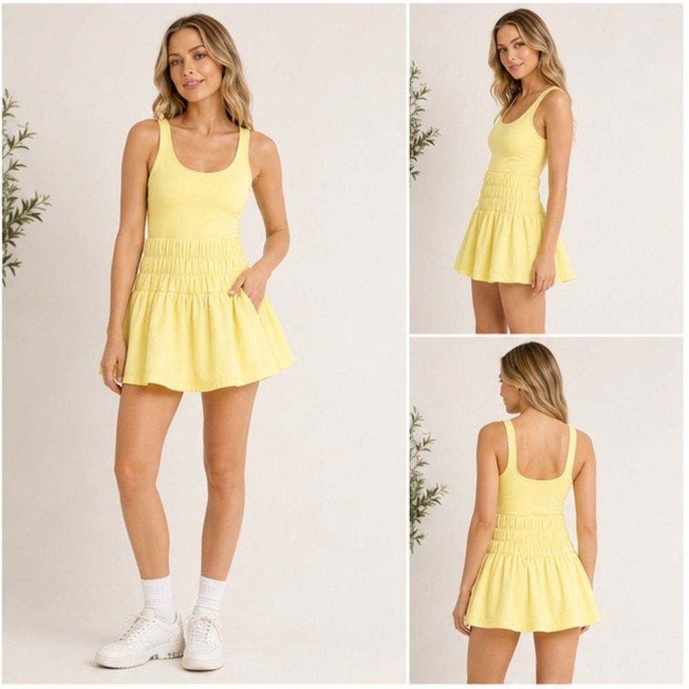 FP Movement Way Home Skortsie Free People XS Sour Citrus Activewear Onesie Skort